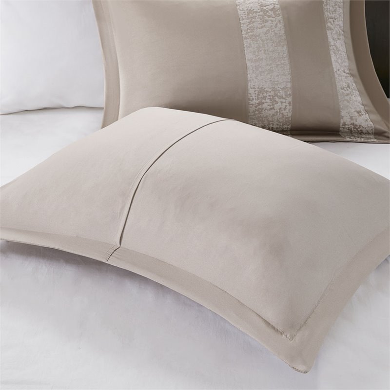 Madison Park Ava 7-Piece Polyester Chenille Pieced Comforter Set in Beige