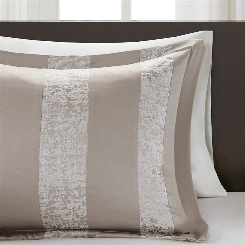 Madison Park Ava 7-Piece Polyester Chenille Pieced Comforter Set in Beige