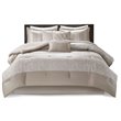 Madison Park Ava 7-Piece Polyester Chenille Pieced Comforter Set in Beige