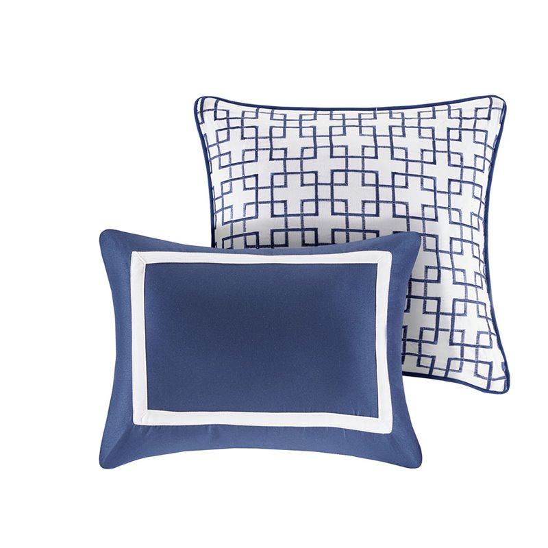 Madison Park Heritage 8-Piece Polyester Microfiber Comforter Set in Navy