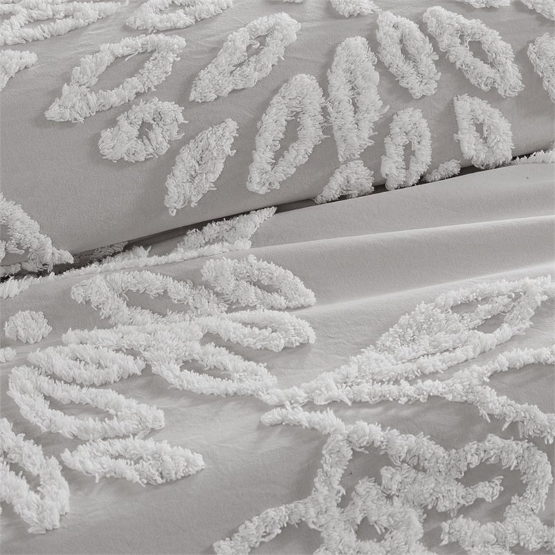Madison Park Veronica 100 Percent Cotton Tufted Comforter Set in Gray