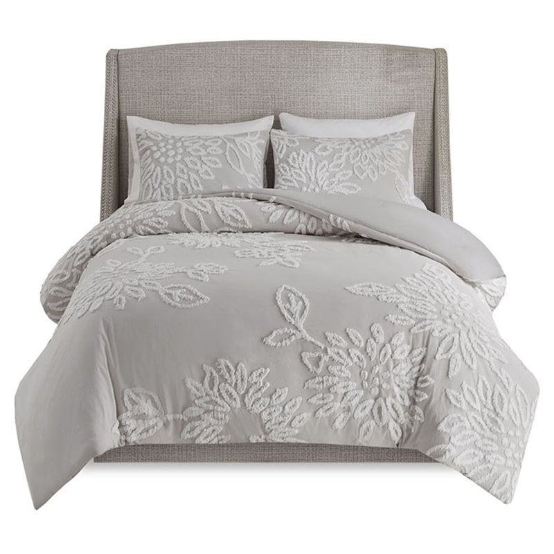 Madison Park Veronica 100 Percent Cotton Tufted Comforter Set in Gray