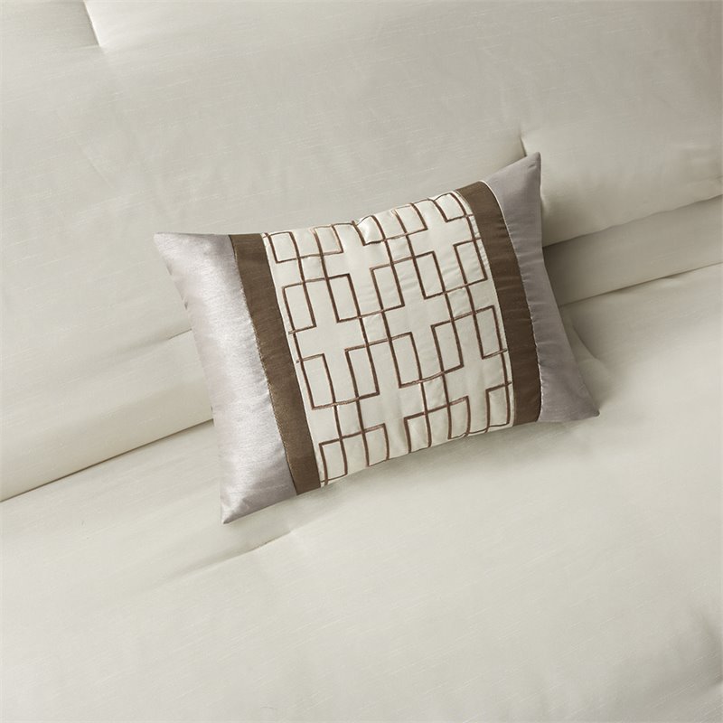 Madison Park Genevieve 7-Piece Polyester Solid Comforter Set in Beige