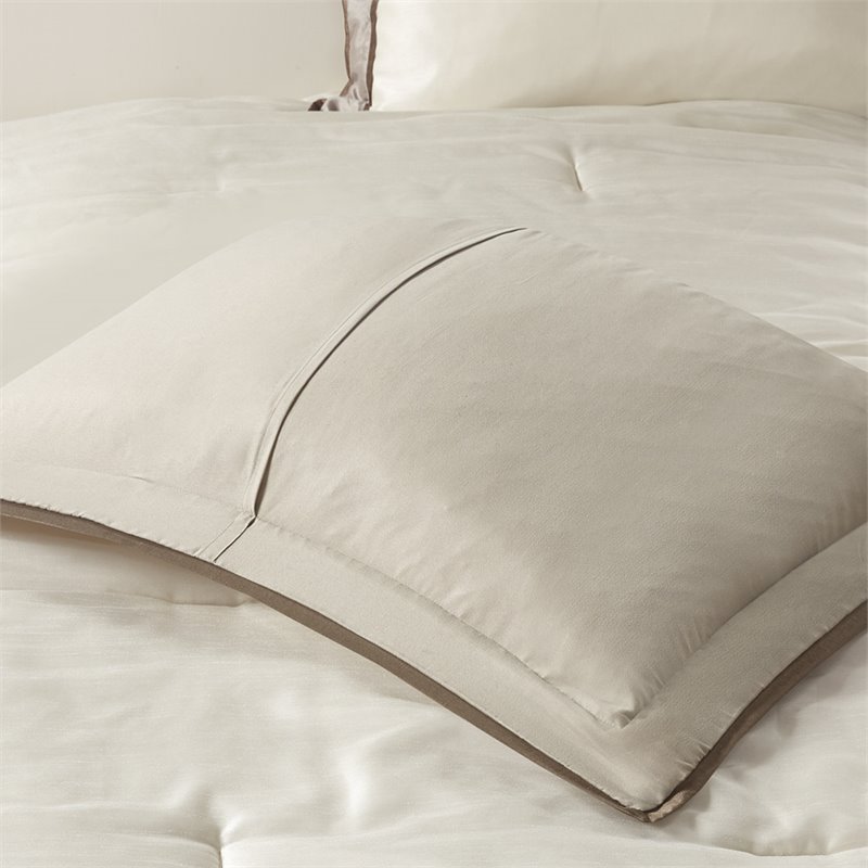 Madison Park Genevieve 7-Piece Polyester Solid Comforter Set in Beige