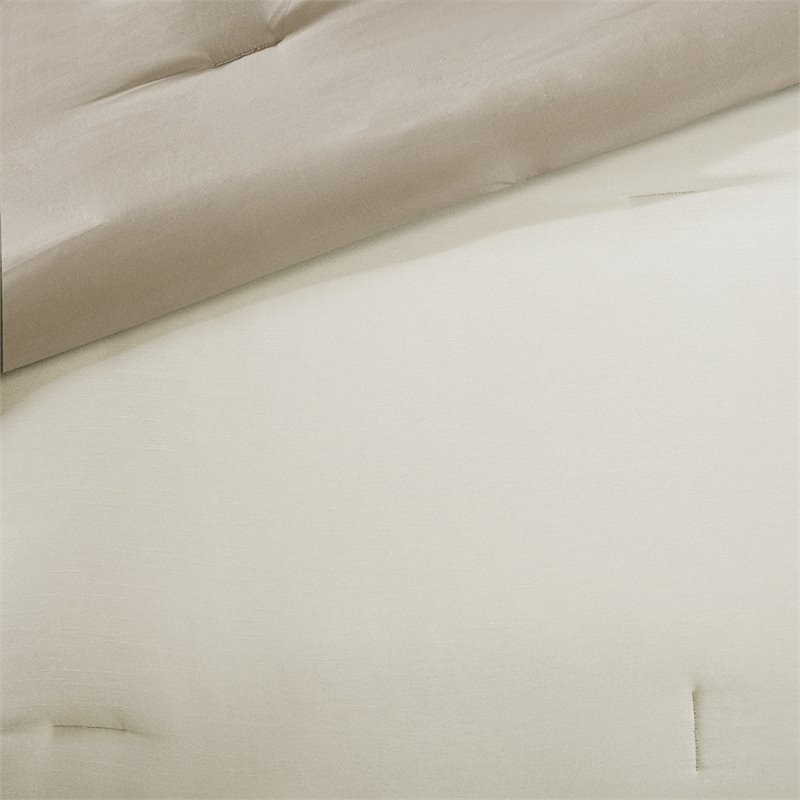 Madison Park Genevieve 7-Piece Polyester Solid Comforter Set in Beige