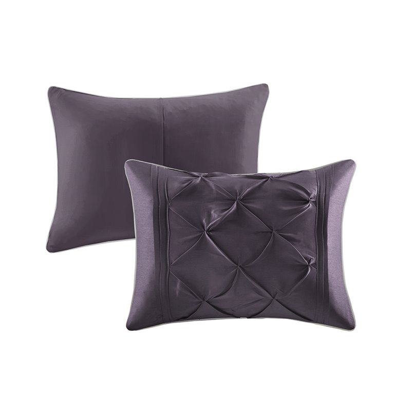 madison park laurel 7-piece polyester polyoni set with pleats in purple