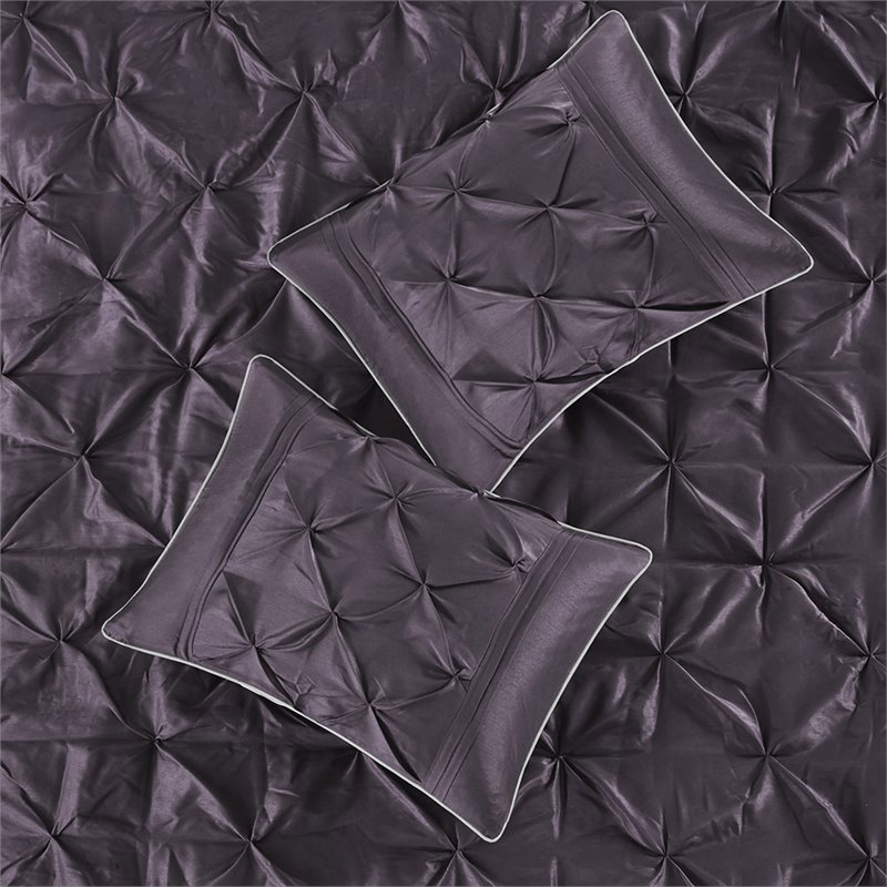 madison park laurel 7-piece polyester polyoni set with pleats in purple