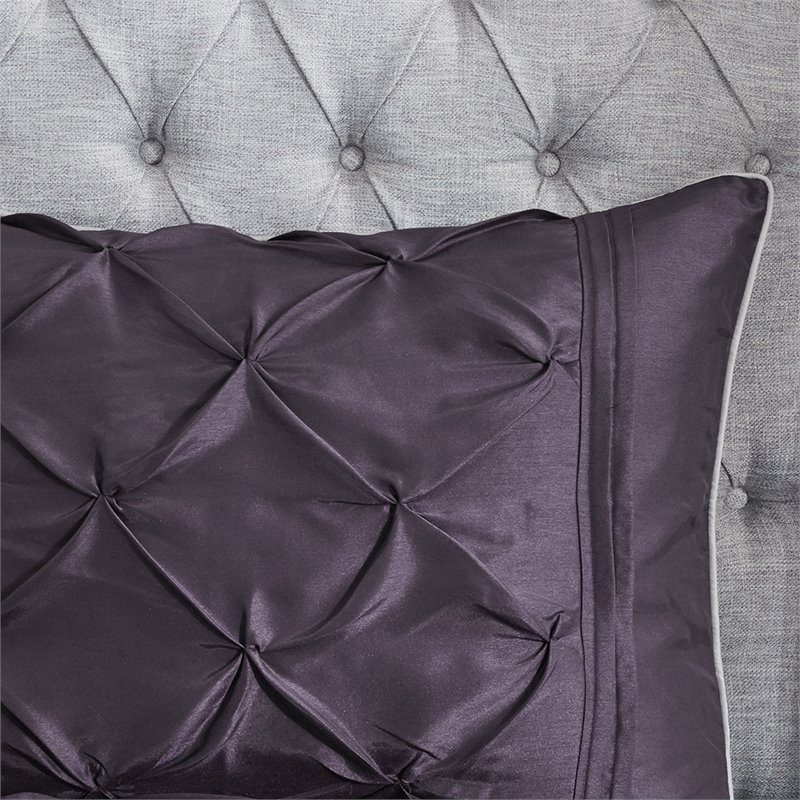 madison park laurel 7-piece polyester polyoni set with pleats in purple