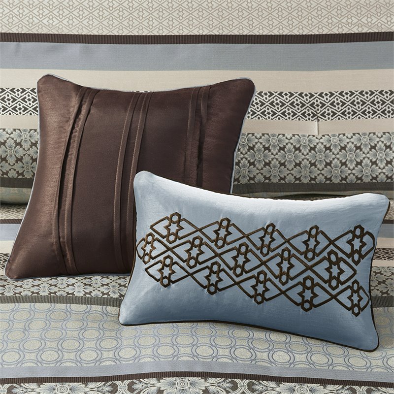 Madison Park Princeton 7-Piece Polyester Jacquard Comforter Set in Blue