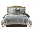 Madison Park Princeton 7-Piece Polyester Jacquard Comforter Set in Blue