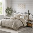 Madison Park Walter 7-Piece Polyester Printed Seersucker Comforter Set in Beige