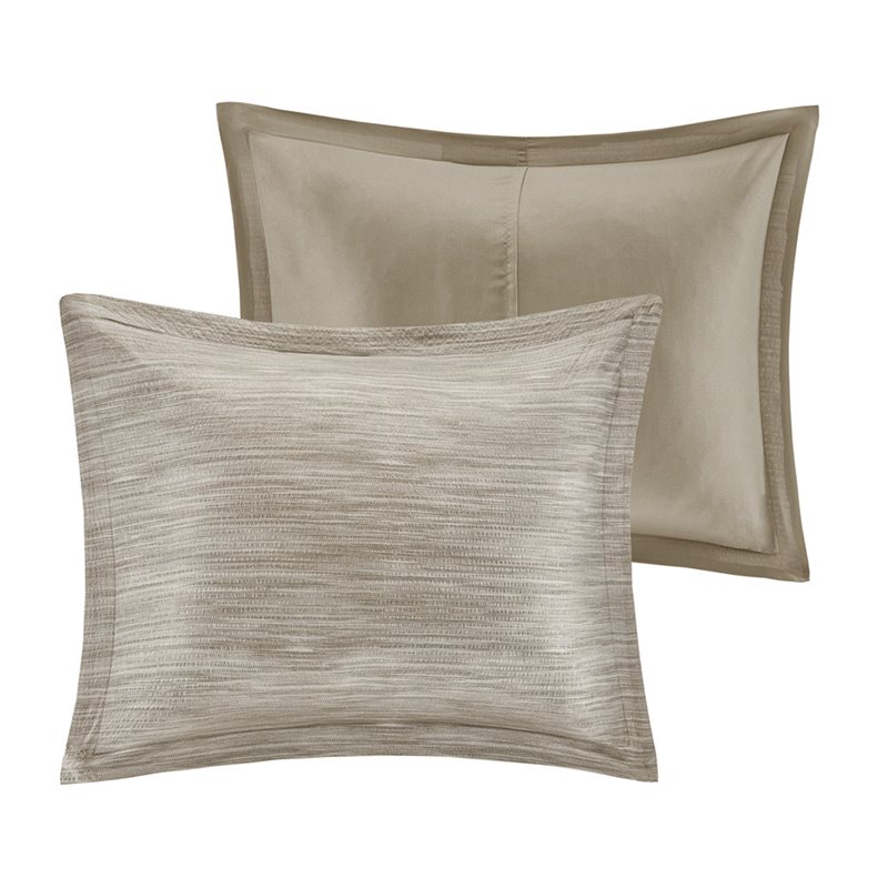Madison Park Walter 7-Piece Polyester Printed Seersucker Comforter Set in Beige