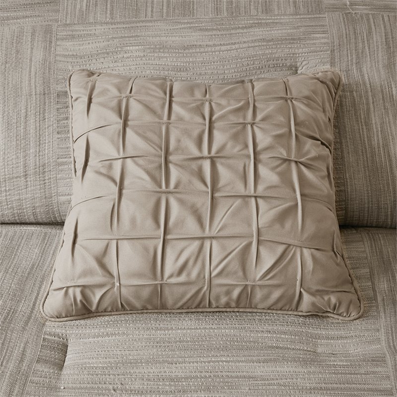 Madison Park Walter 7-Piece Polyester Printed Seersucker Comforter Set in Beige