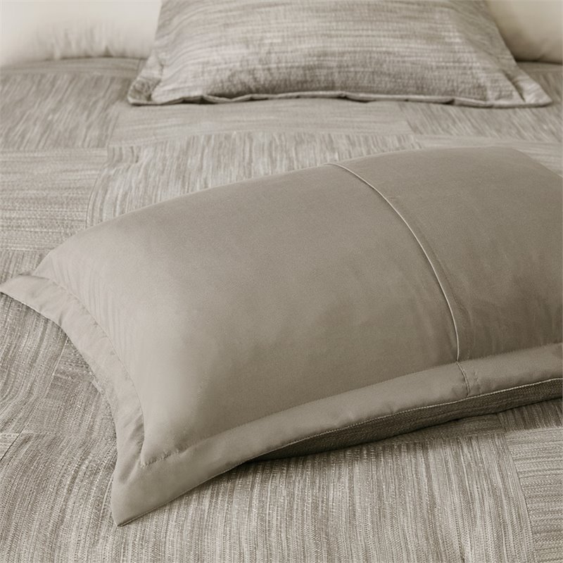 Madison Park Walter 7-Piece Polyester Printed Seersucker Comforter Set in Beige