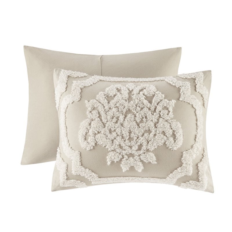 Madison Park Viola 100 Percent Cotton Tufted Comforter Set in Beige