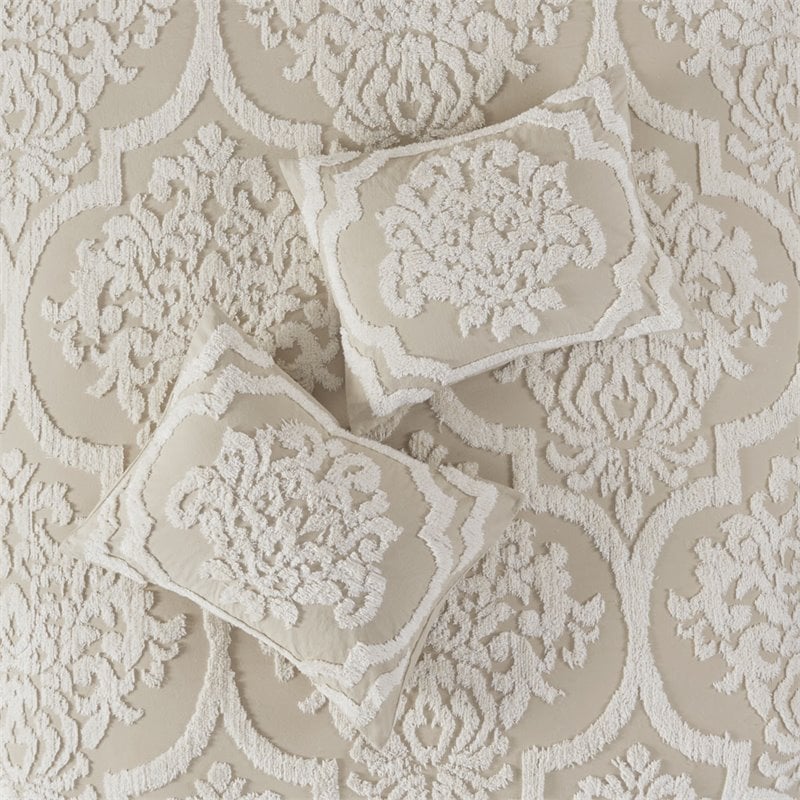 Madison Park Viola 100 Percent Cotton Tufted Comforter Set in Beige