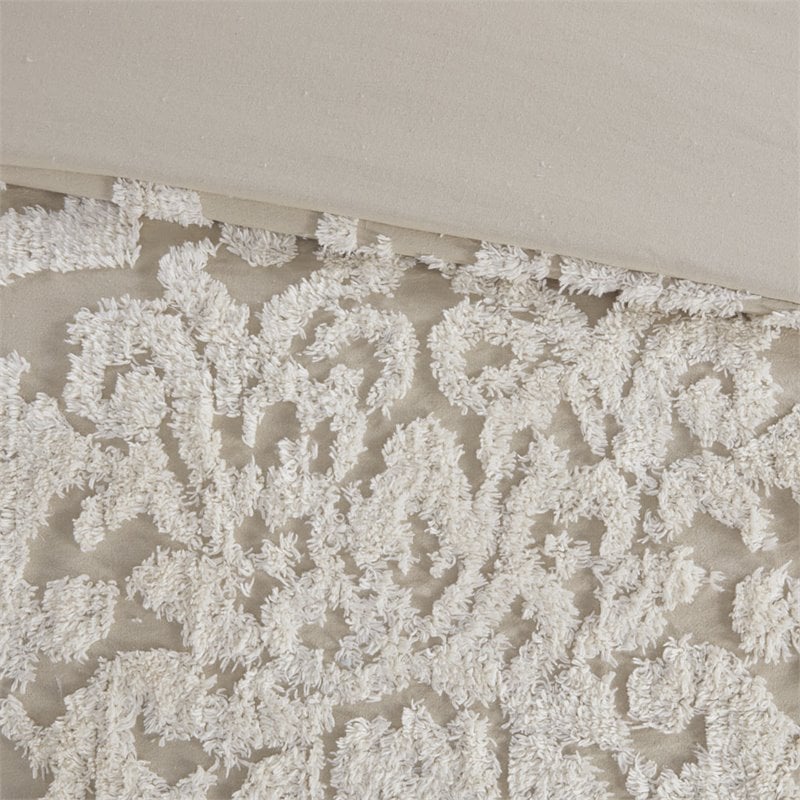Madison Park Viola 100 Percent Cotton Tufted Comforter Set in Beige