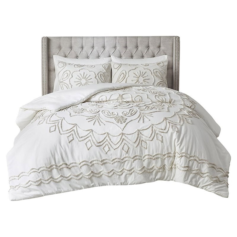 Madison Park Violette 100 Percent Cotton Tufted Comforter Set in Ivory