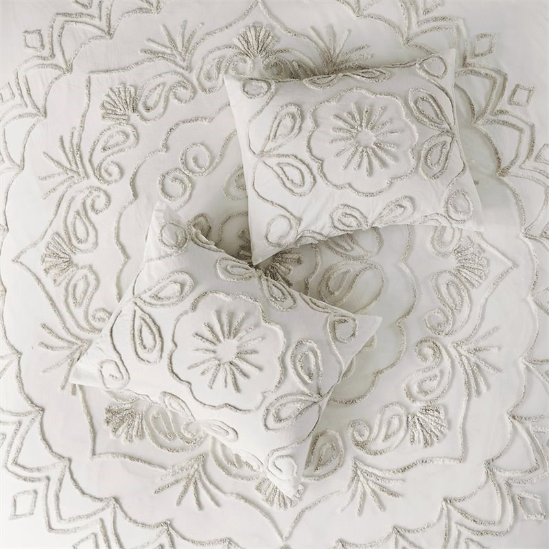Madison Park Violette 100 Percent Cotton Tufted Comforter Set in Ivory