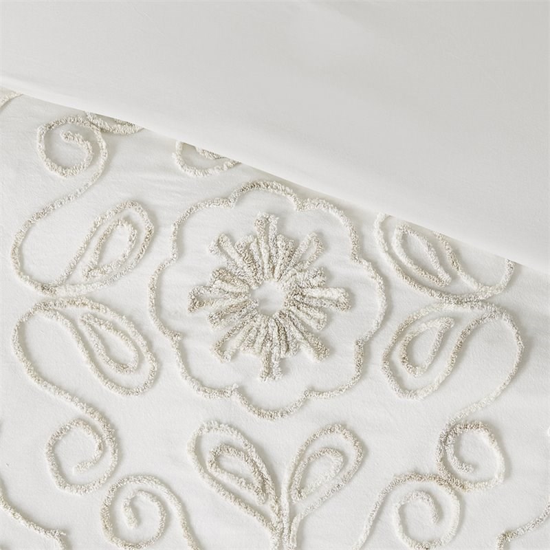 Madison Park Violette 100 Percent Cotton Tufted Comforter Set in Ivory
