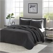 Madison Park Keaton Polyester Microfiber Solid Brushed Coverlet Set in Black