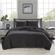 Madison Park Keaton Polyester Microfiber Solid Brushed Coverlet Set in Black