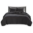 Madison Park Keaton Polyester Microfiber Solid Brushed Coverlet Set in Black