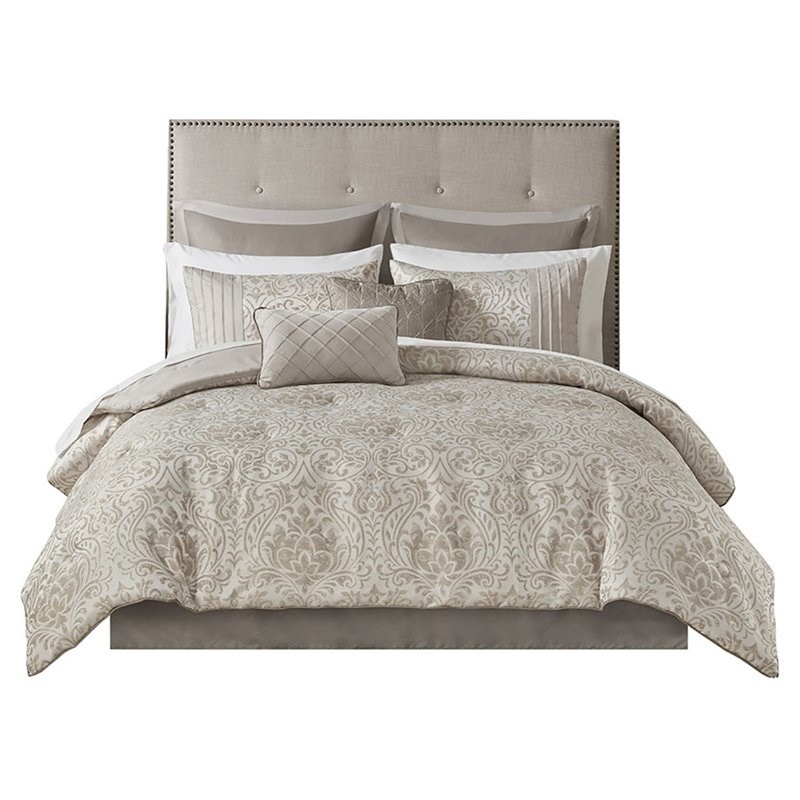 Madison Park Emilia 12-Piece 100 Percent Polyester Comforter Set in Brown