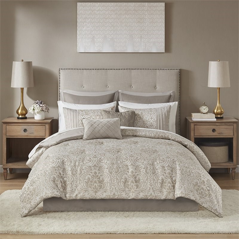 Madison Park Emilia 12-Piece 100 Percent Polyester Comforter Set in Brown