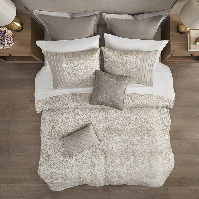 Madison Park Emilia 12-Piece 100 Percent Polyester Comforter Set in Brown