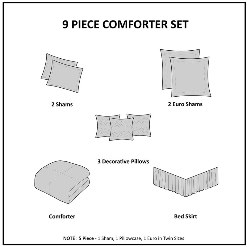 Madison Park Dawn 9-Piece Polyester Cotton Percale Comforter Set in Yellow