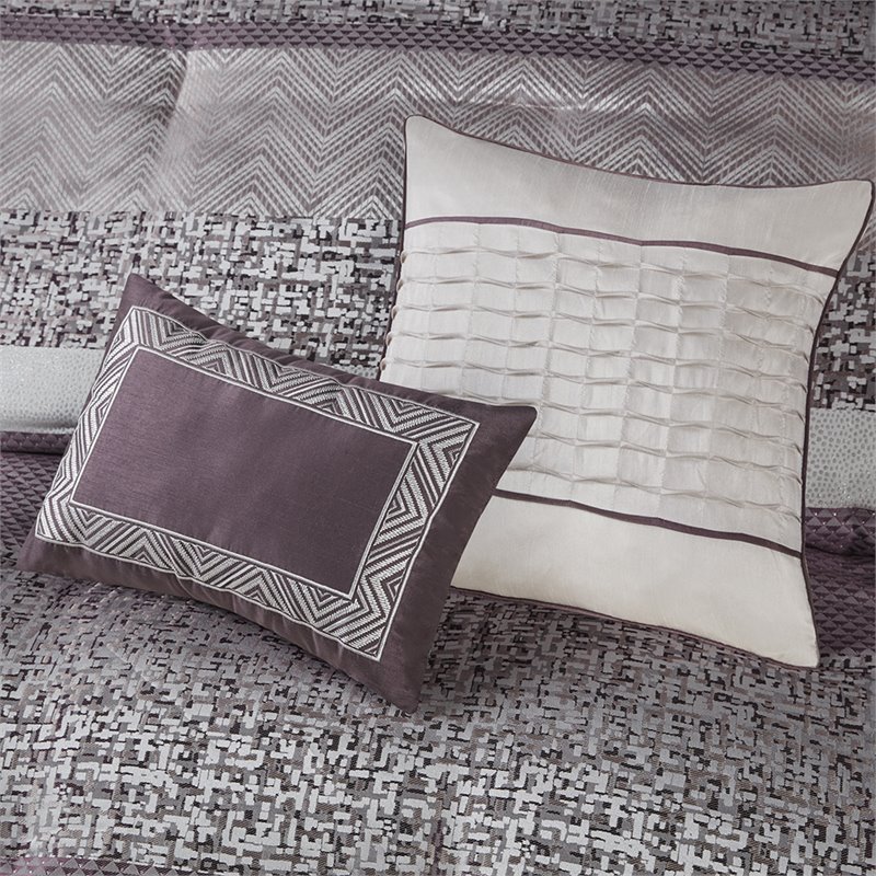 Madison Park Rhapsody 7-Piece Polyester Jacquard Comforter Set in Purple