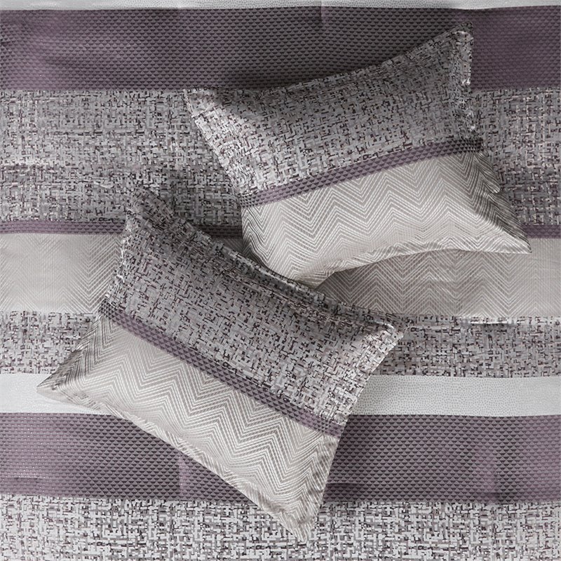 Madison Park Rhapsody 7-Piece Polyester Jacquard Comforter Set in Purple