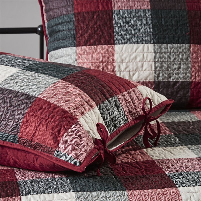 Madison Park Ridge Polyester Herringbone Reversible Daybed Cover Set in Red