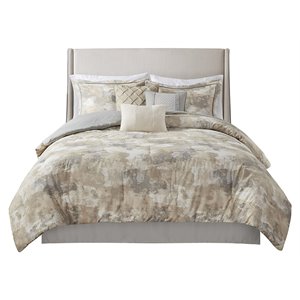 Madison Park Beacon 7-Piece Cotton Fabric Comforter Set in Gray