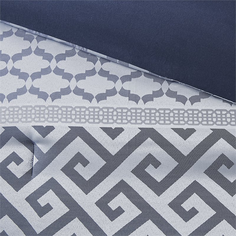 madison park bennett 7-piece polyester jacquard comforter set in navy