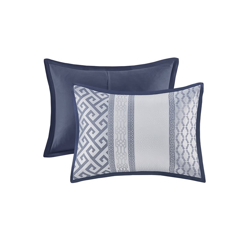 madison park bennett 7-piece polyester jacquard comforter set in navy