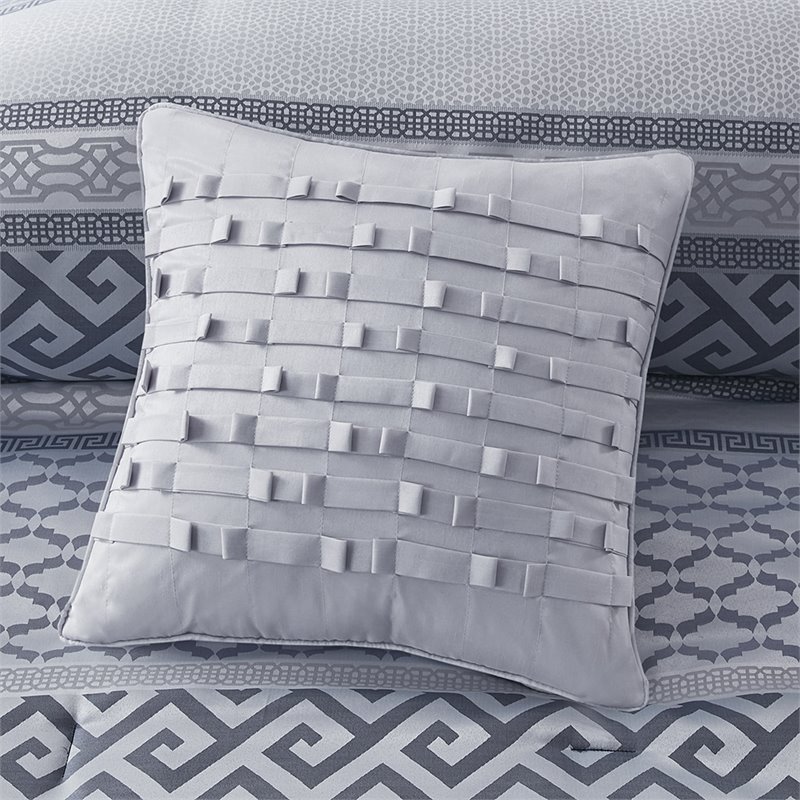 madison park bennett 7-piece polyester jacquard comforter set in navy