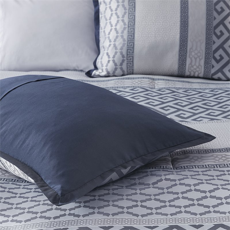 madison park bennett 7-piece polyester jacquard comforter set in navy