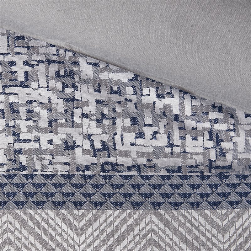 Madison Park Rhapsody 7-Piece Polyester Jacquard Comforter Set in Navy Finish