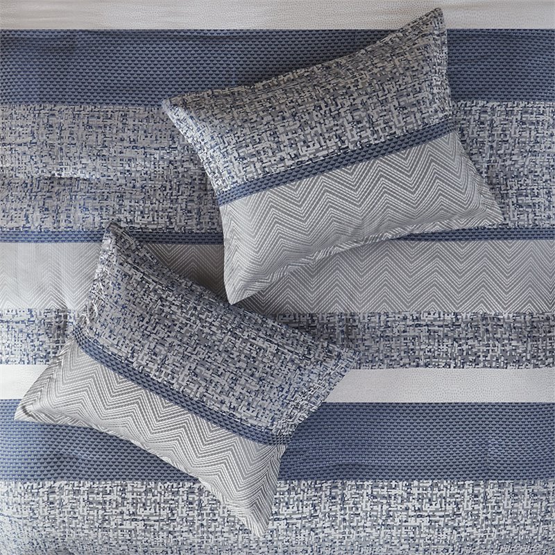 Madison Park Rhapsody 7-Piece Polyester Jacquard Comforter Set in Navy Finish