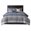 Madison Park Rhapsody 7-Piece Polyester Jacquard Comforter Set in Navy Finish