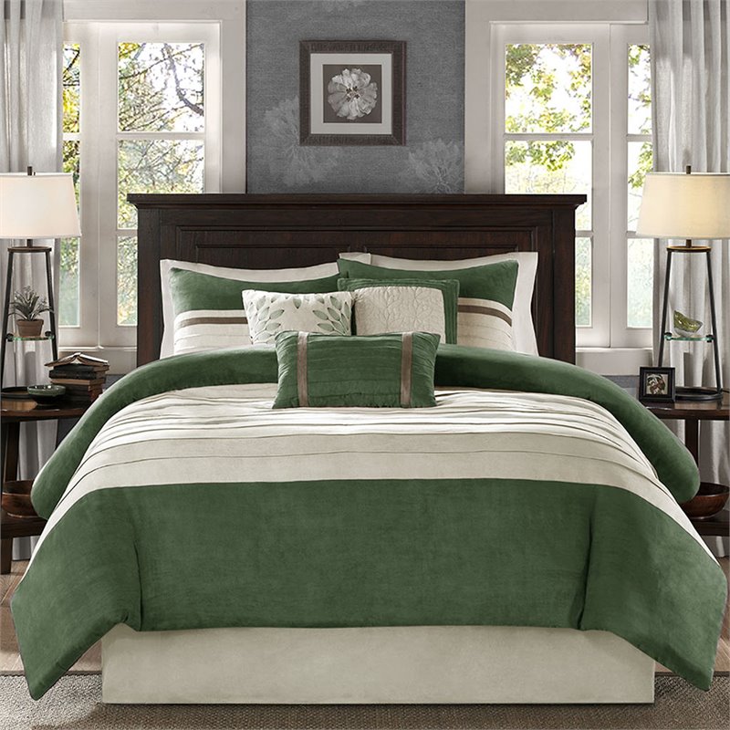 Madison Park Palmer 7-Piece 100 Percent Polyester Comforter Set in Green