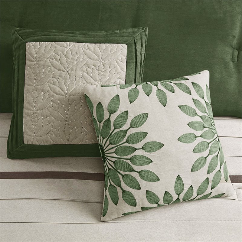 Madison Park Palmer 7-Piece 100 Percent Polyester Comforter Set in Green