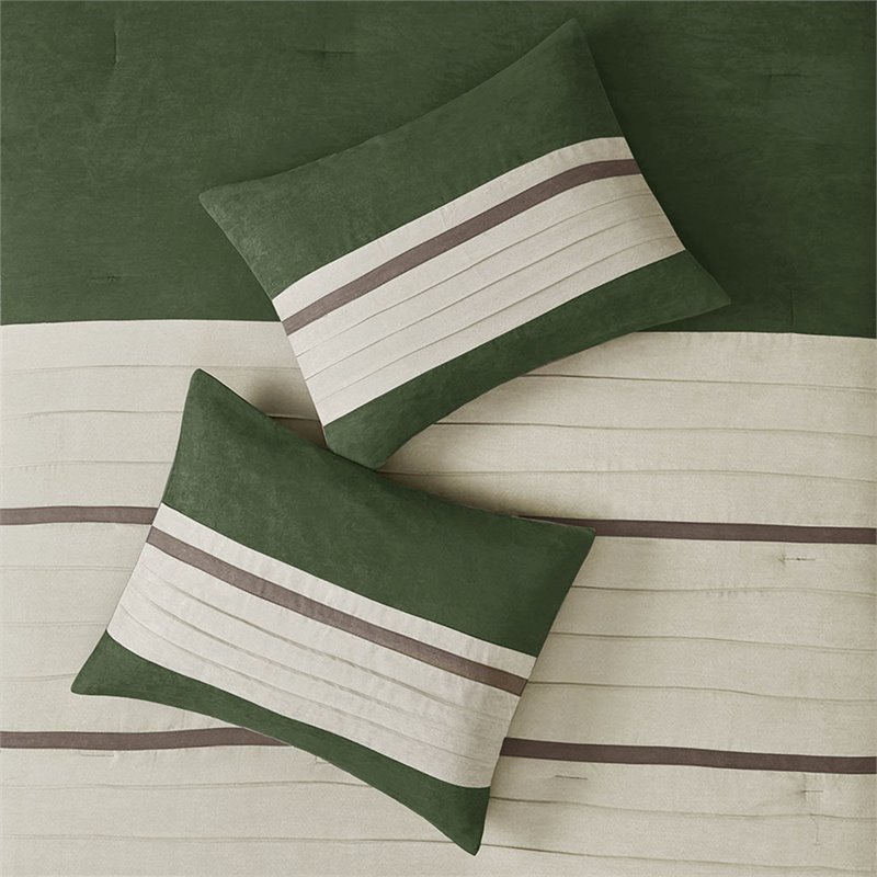 Madison Park Palmer 7-Piece 100 Percent Polyester Comforter Set in Green