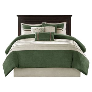 Madison Park Palmer 7-Piece 100 Percent Polyester Comforter Set in Green