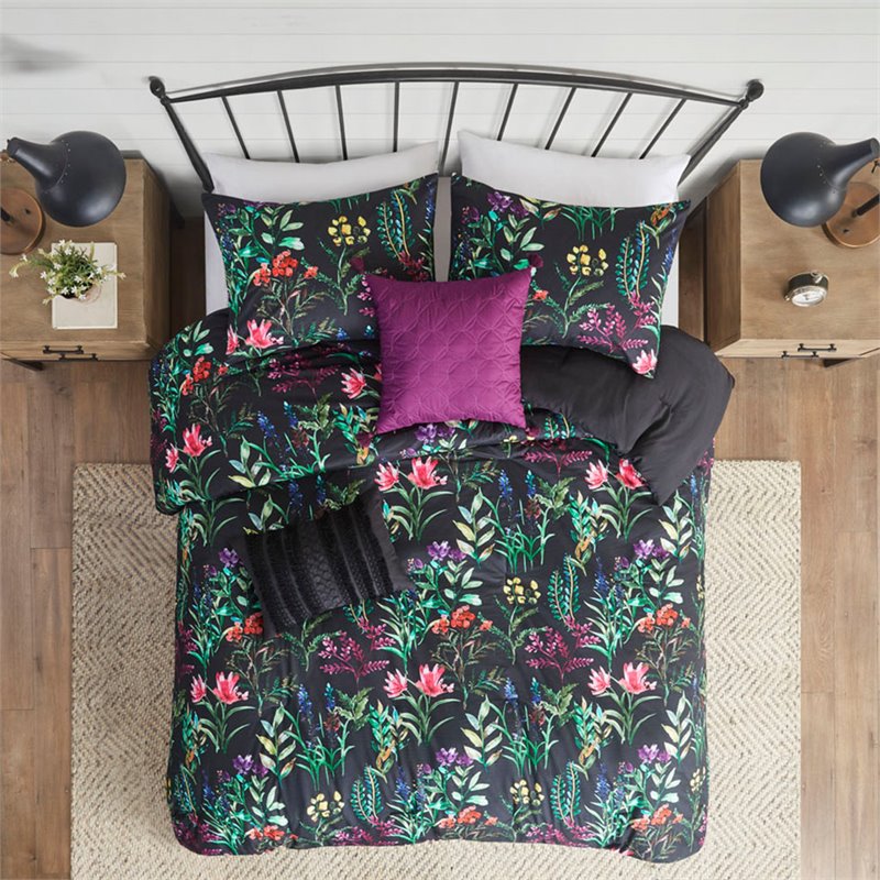 Madison Park Tasha 5-Piece 100 Percent Polyester Comforter Set in Black