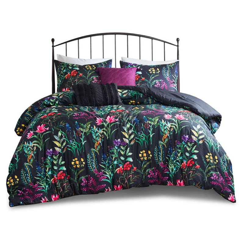 Madison Park Tasha 5-Piece 100 Percent Polyester Comforter Set in Black