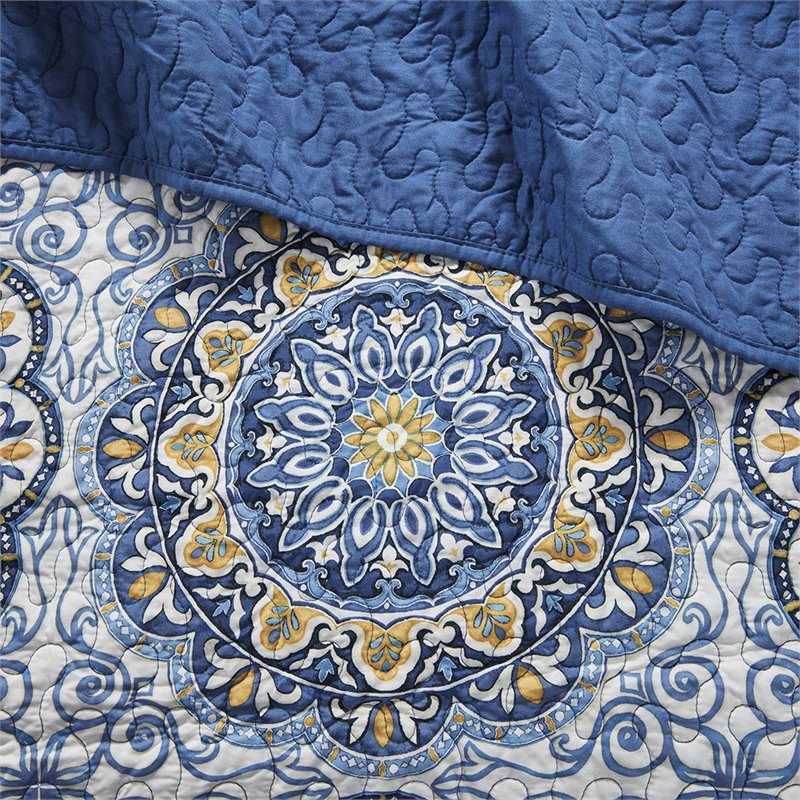 Madison Park 6-Piece 100 Percent Polyester Microfiber Coverlet Set in Blue