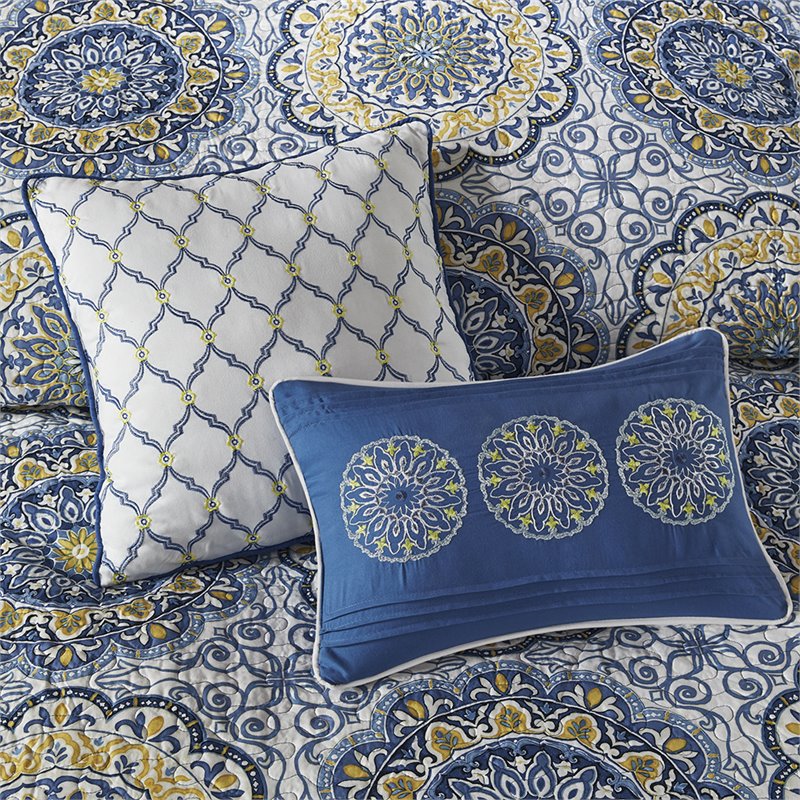 Madison Park 6-Piece 100 Percent Polyester Microfiber Coverlet Set in Blue